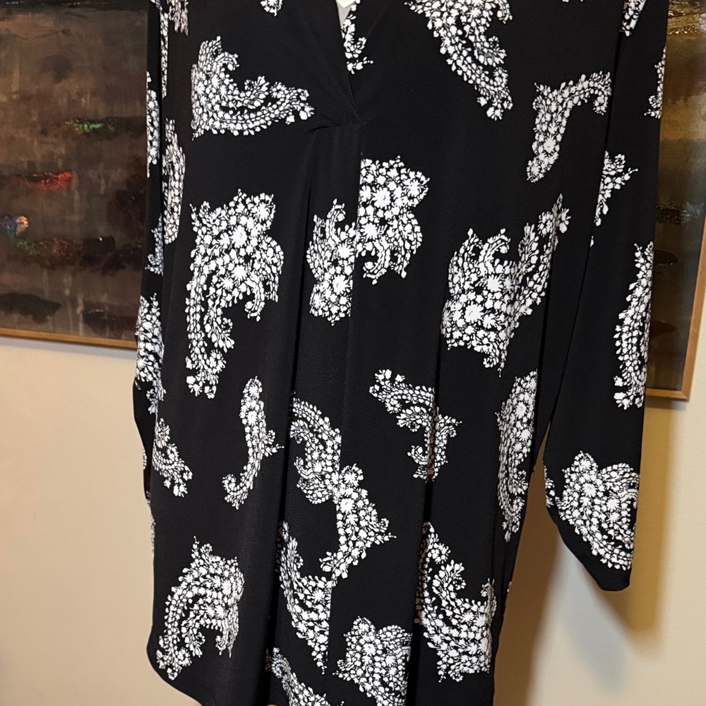 Liz Claiborne Career Black and White Paisley Blouse Size XL - Picture 4 of 10